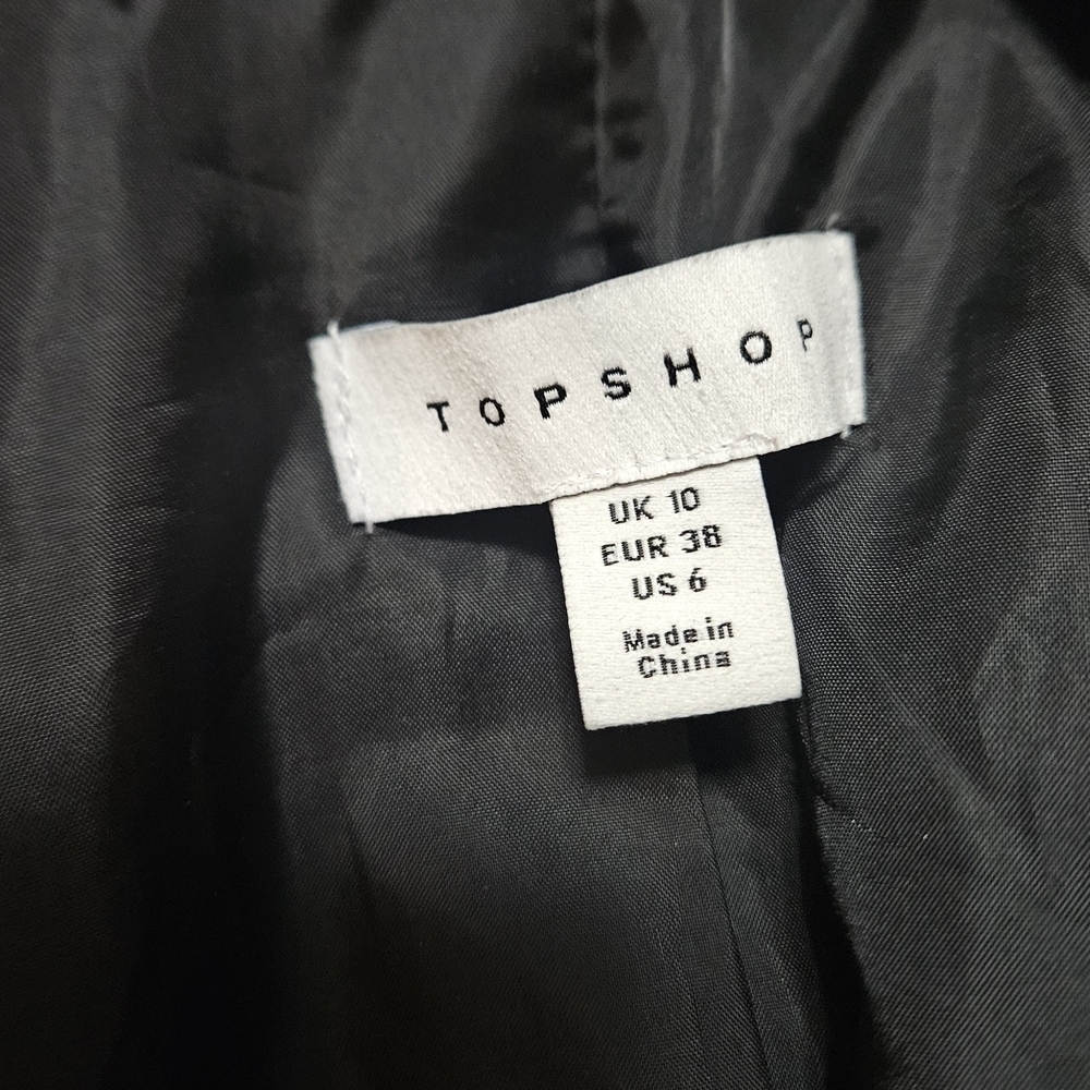 TOPSHOP Faux Leather Double-Breasted Blazer Jacket In Black. Size 6 - Picture 7 of 16
